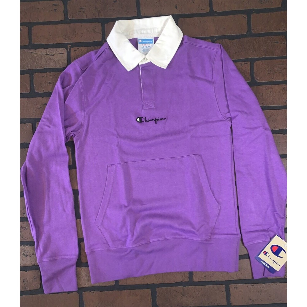 CHAMPION Purple Rugby Shirt Long‎ Sleeved ~BRAND NEW~XS S M